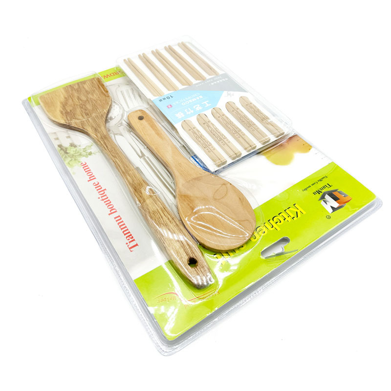 Herramientas de cocina productos de bambú cucharas de pala clip de alimentos cocina 4 piezas