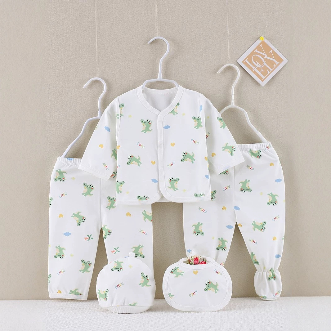 Anyang baby set de cinco piezas de verano delgado transfronterizo baby set impresión digital Disan algodón lino bolsa de espera