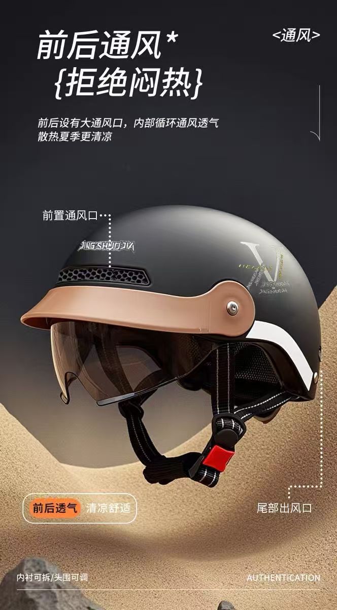 3C Certified Breathable Lightweight Motorcycle Helmet for Men and Women Summer Half Helmet Anti-Collision Breathable Half Helmet Hat
