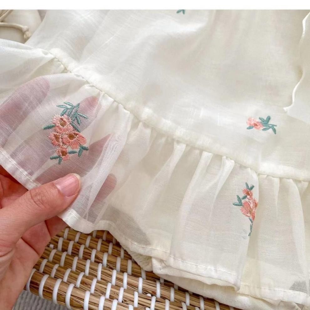 Vestido de verano para niña princesa vestido de culo bordado para bebés y niños pequeños