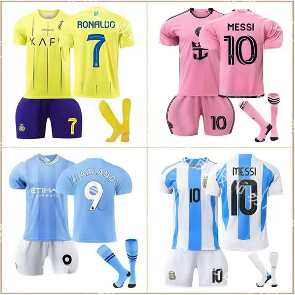 Wholesale Miami Jersey Number 10 Messi Riyadh Number 7 Cristiano Ronaldo Real Madrid Number 10 Mbappe Football Uniform Set