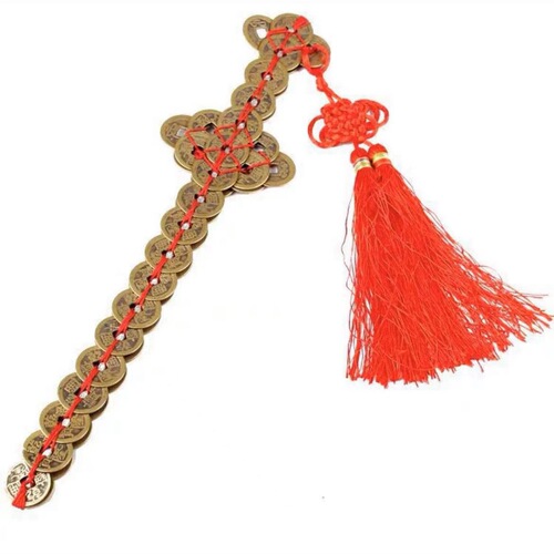 Copper Coin Sword Pendant Five Emperors Coin Sword Crafts Ornaments Home Living Room Entrance Bedroom Decorations Gift Chinese Style
