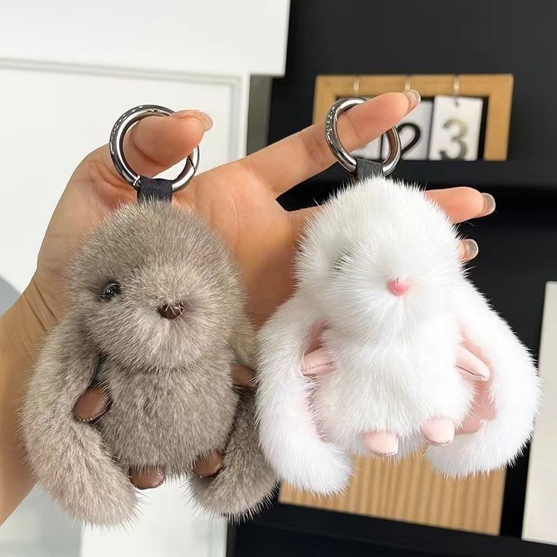 Imitación de visón pelo pequeño conejo colgante conejo muñeca llavero lindos bolsos de peluche decoración regalos peluche simulación