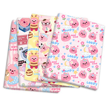 卡通露比粉色小海狸涤棉或防水面料手工拼布diy衬衫裙子服装包包