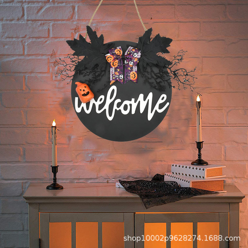 Festival transfronterizo portal guirlandas Halloween bienvenida madera accesorios decorativos Helloween puerta colgante guirlandas