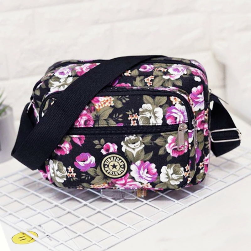 Cross-border Women's Shoulder Bag Rose Cloth Canvas Crossbody Bag Casual Fashion Mummy Bag Middle-aged and Elderly Stall Hot Products