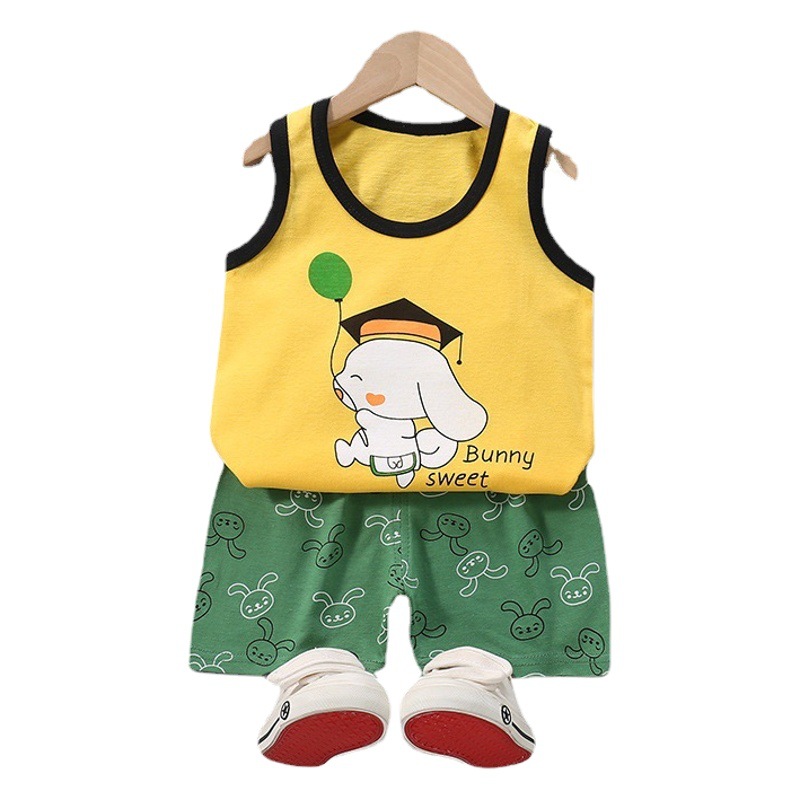Chaleco DE LOS NIÑOS traje de algodón sin mangas verano nuevas niñas Sling shorts bebé algodón ropa para niños al por mayor
