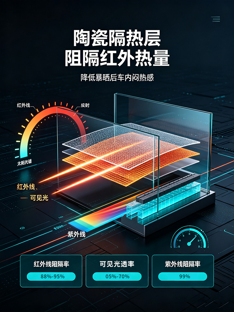 Car Window Solar Film, Nano Ceramic Sun Protection and Heat Insulation Film, Car Glass Sticker, Explosion-Proof Film, Shipped from Zhejiang Factory