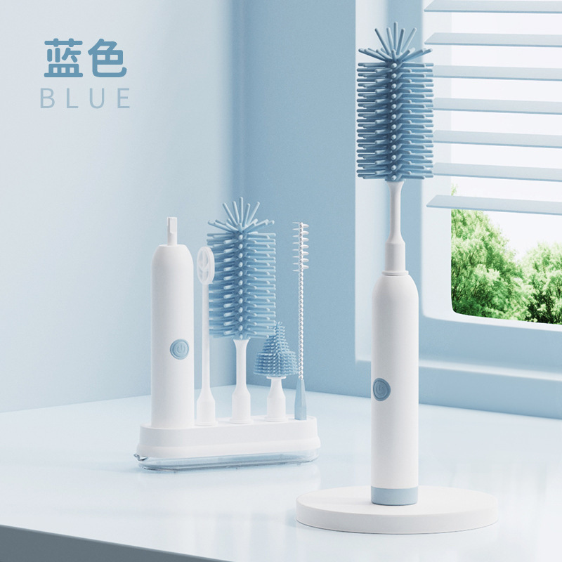 新品电动奶瓶刷家用紫外线消毒多功能防水水杯清洁刷硅胶奶嘴刷|undefined