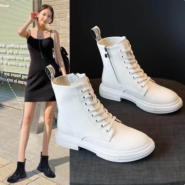 White plus size women's shoes 41-43 fashion martin boots autumn and winter new casual short boots feet wide fat leather boots 41