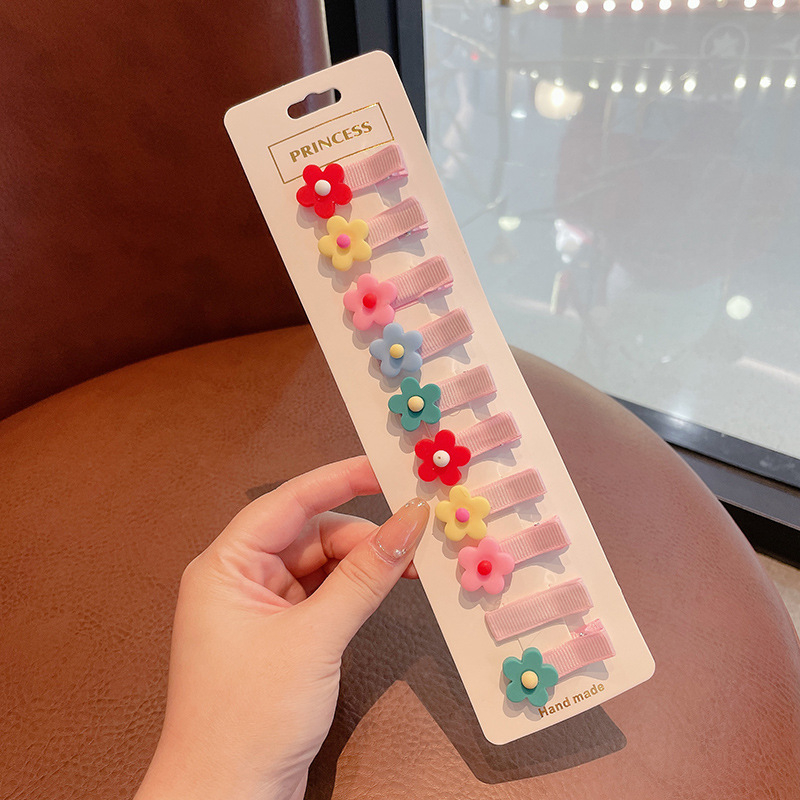 Borde de los niños de dibujos animados cubierto tela pequeña horquilla Linda niña horquilla lado flequillos clip accesorios para el cabello tocado al por mayor