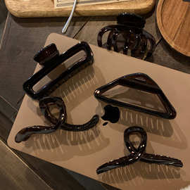 黑茶色发夹女后脑勺盘发抓夹大号网红气质鲨鱼夹子头饰简约发卡子