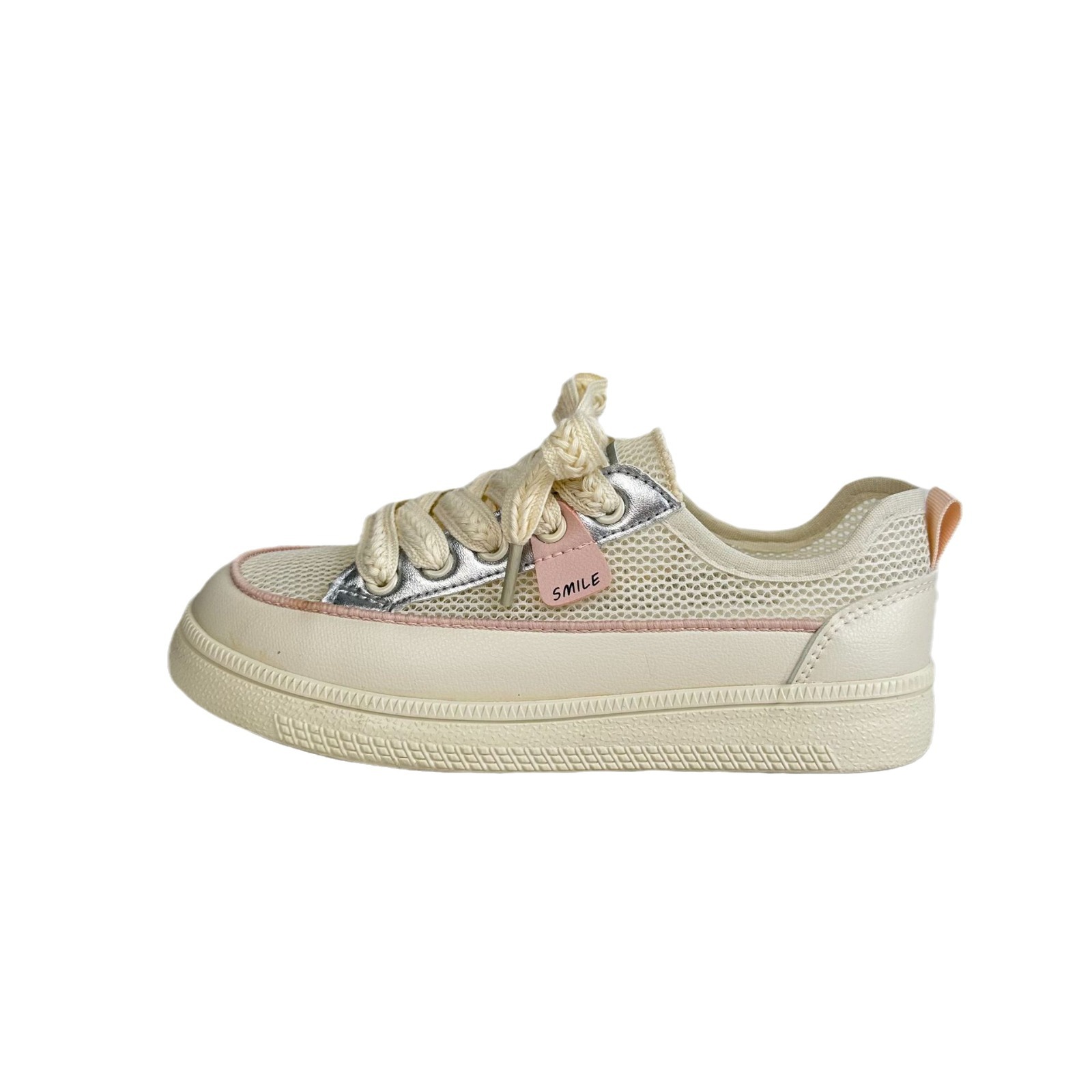 Yuanbo2024 verano nuevo tipo de malla transpirable zapatos blancos de mujer coreana versátil callejera Harajuku zapatos de skate de mujer image 6