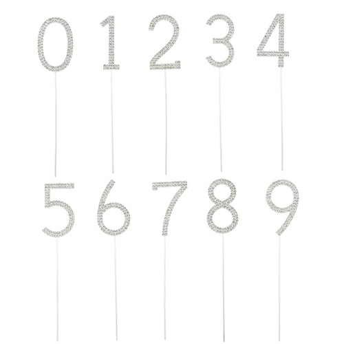 New fashionable birthday and wedding accessories cake insert number 0-9 alloy diamond insert manufacturer wholesale