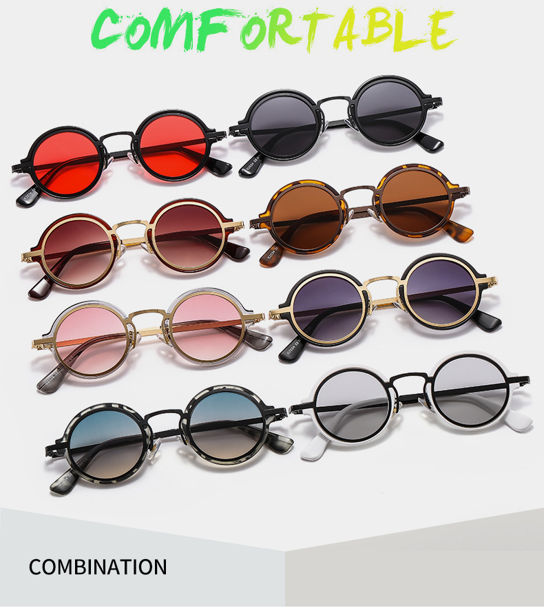 Round Frame Glasses Style Daily Occasion Fashion Color Block PC UV400 Protection Round Frame Patchwork Full Frame Women's Sunglasses