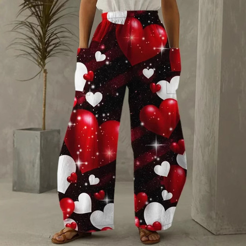 European, American and Korean women's pants, double pockets, loose color creative design, Christmas wear, 3D digital print