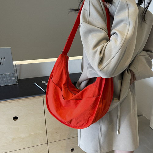 Large Capacity Dumpling Packaging Student Backpack for Class Commute 2024 Early Autumn New Model Lightweight Crossbody Shoulder Bag