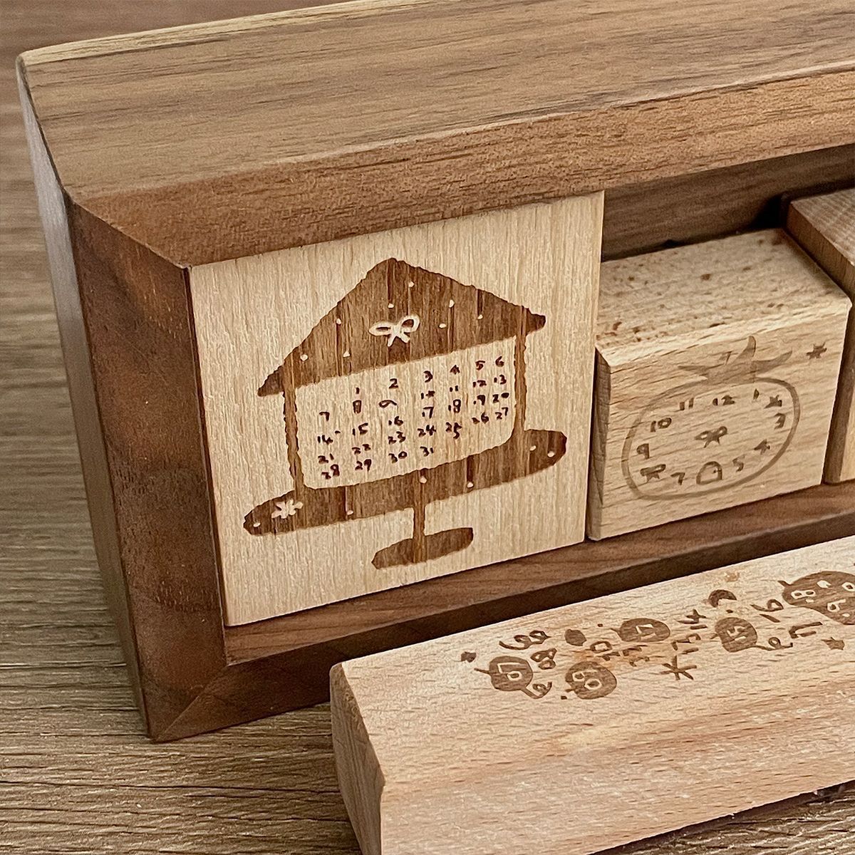 哇卡哇卡榉木印章手帐装饰橡皮章diy木质备忘录复古时间轴