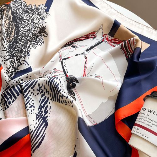 Retro spring and autumn new style fashionable shawl women's silk scarf square 90 large square scarf for women