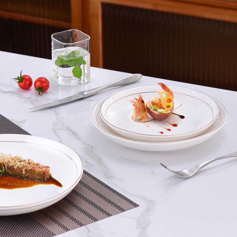 Phnom Penh European-Style Ceramic Plate Household Dish Plate Cooking Plate Rice Plate Chopped Pepper Fish Head Plate Commercial Hotel Tableware Wholesale