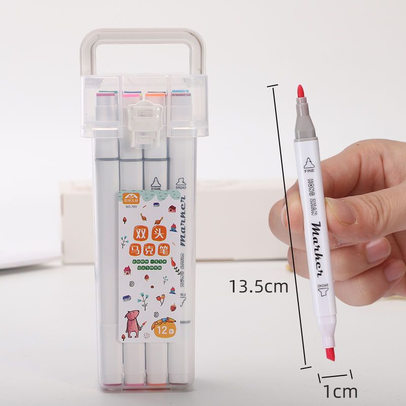 Traje de marcador de doble cabeza al por mayor de 12 Colores de 24 colores de 48 colores marcador de acuarela a base de agua para niños graffiti pluma de cabeza grande