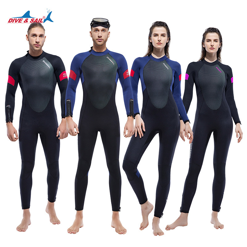 DIVE&SAIL cross-border wetsuit men's 5MM one-piece long-sleeved warm wetsuit women's snorkeling swimming surfing suit