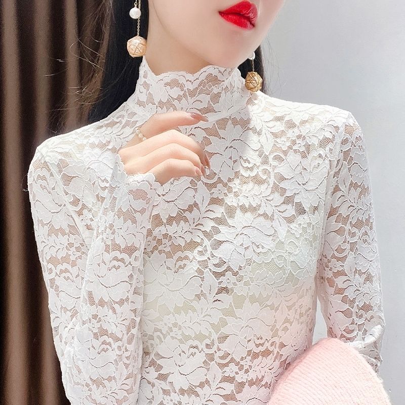 2026 New Lace High Neck Stylish Base Layer Top, Fashionable, Slimming, Elegant, Versatile
