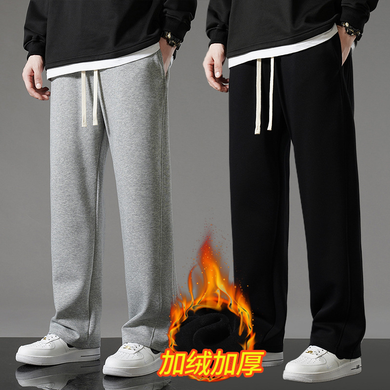 Pantalones de invierno pesados para hombres otoño invierno nuevos pantalones casuales de terciopelo para hombres pantalones rectos gruesos sueltos de moda tamaño grande image 1