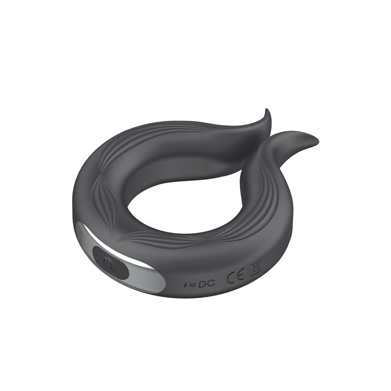 Rechargeable Vibrating Prostate Massager with Locking Ring, Silicone, Black — detail image 4