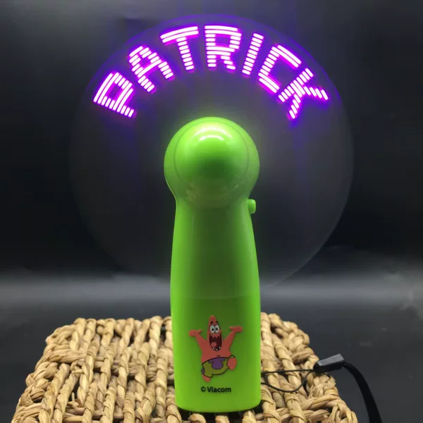 Factory direct flash fan led advertising small gift led flash convenient handheld fan hanging neck mini fan