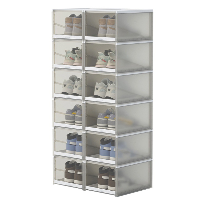 PP grueso transparente caja de zapatos cajón de plástico flip a prueba de polvo AJ zapatilla de zapatos caja de almacenamiento zapatos combinación gabinete lote