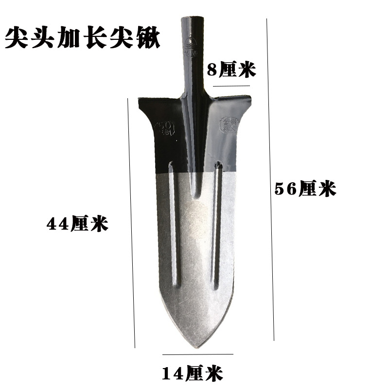 Manganese steel deep digging shovel, full steel extended pointed agricultural shovel, tree digging shovel, vegetable planting shovel, trench digging iron spade, yam digging spade