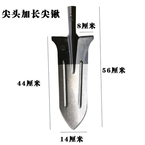 Manganese steel deep digging shovel, full steel extended pointed agricultural shovel, tree digging shovel, vegetable planting shovel, trench digging iron spade, yam digging spade