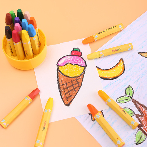 Deli 72090 barreled oil pastels 12 colors 18 colors 24 colors 36 colors student graffiti painting hexagonal pen crayon
