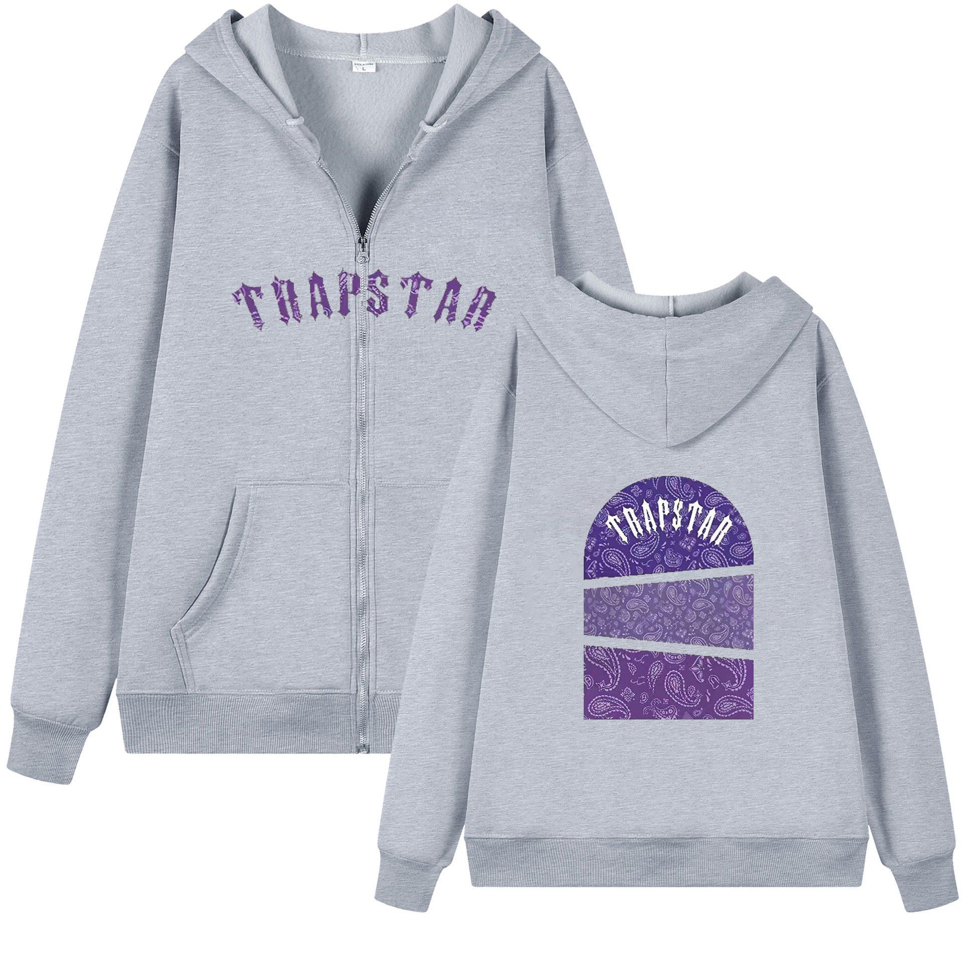 Trapstar Hoodie Gothic Logo Tombstone Paisley Grey
