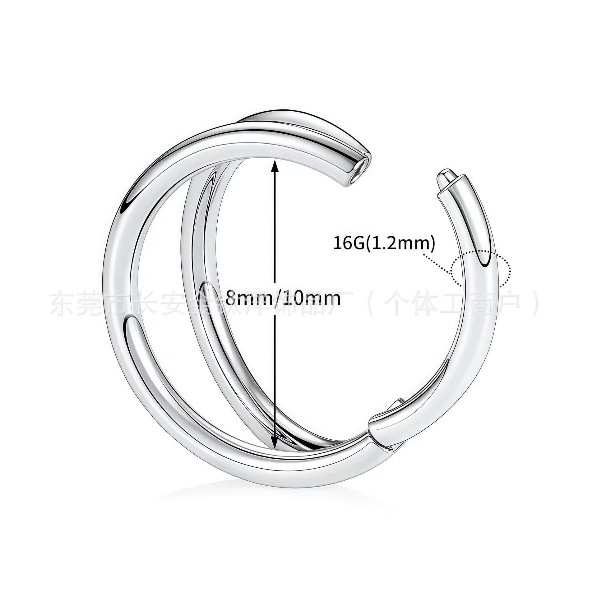 F136 Titanium Double-Layer Seamless Open Nose Ring, Ear Ring, Lip Ring, Ear Bone Ring - G23 Titanium Alloy Body Piercing Jewelry detail image 7