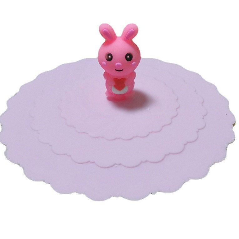 源头厂家直供可爱卡通公仔水果魔术硅胶杯盖密封防尘10.5cm波浪盖