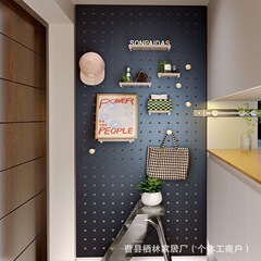 家用洞洞板墙上搁板木质洞洞板置物架鞋店饰品店洞洞板收纳展示架