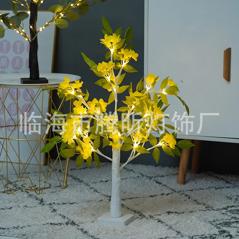 Luz de árbol LED rosa fruta ciruela color mariposa luz de abedul azul pálido hoja de arce huevo de oliva