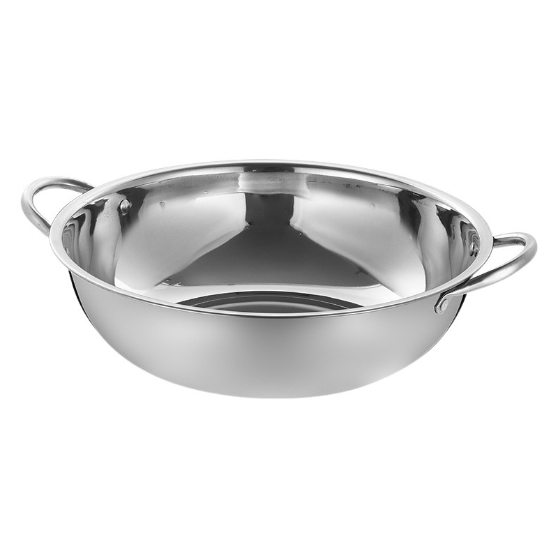 Thickened Binaural Stainless Steel Hot Pot Basin Household Induction Cooker Special Clear Soup Pot Card Stove Pot Commercial Dry Pot