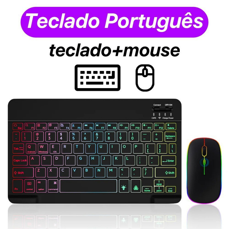 For ipad tablet computer samsung huawei luminous bluetooth keyboard colorful RGB backlit portable keyboard wholesale