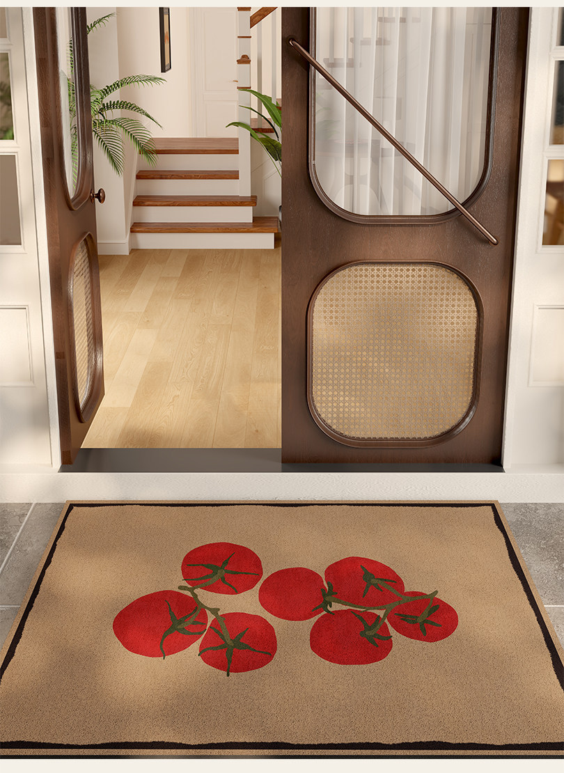 Entrance door mat with a light luxury and high-end feel, vintage style, dirt-resistant, non-slip, washable PVC loop mat for the foyer entrance