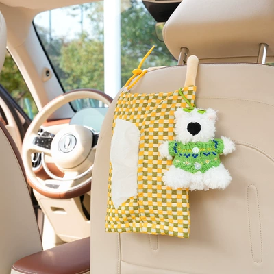 Car tissue box/set Box Cute Checkerboard Car - bubble-checkerboard-hanging-tissue-box-yellow-green-diy-puppy
