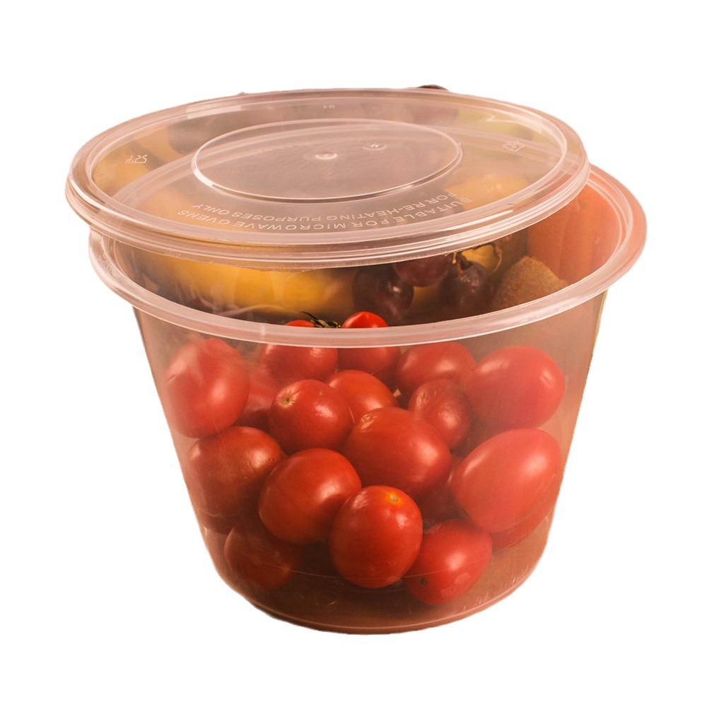 厂家供应一次性打包盒塑料饭盒圆形外卖餐盒透明快餐盒300ml加厚