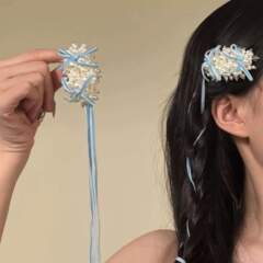 法式芭蕾风温柔珍珠蝴蝶结丝带侧边夹甜美高级感刘海夹新品发饰女