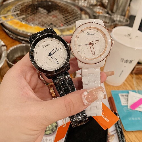 Timminy's new Korean version of ceramic strap women's watch trendy fashion women's watch feminine flower dial