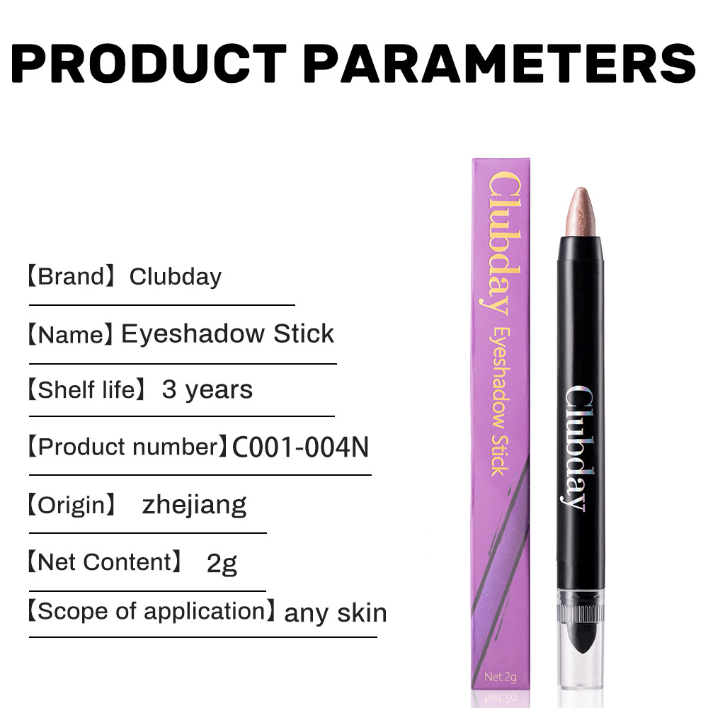 Clubday Cross-border Double-headed Pearlescent Eyeshadow Stick, long-lasting waterproof, lazy eye makeup brightening, high-gloss, under-eye Eyeshadow pen Item Picture