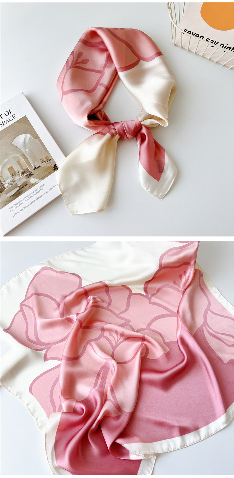 40g Weight Silk Scarf Classification Outdoor, Travel Occasion Polyester Material Printing Pattern Spring&Summer Season Women's Gender Printing Design Elegant Style Women's Elegant Printing Polyester Printing Silk Scarf 5
