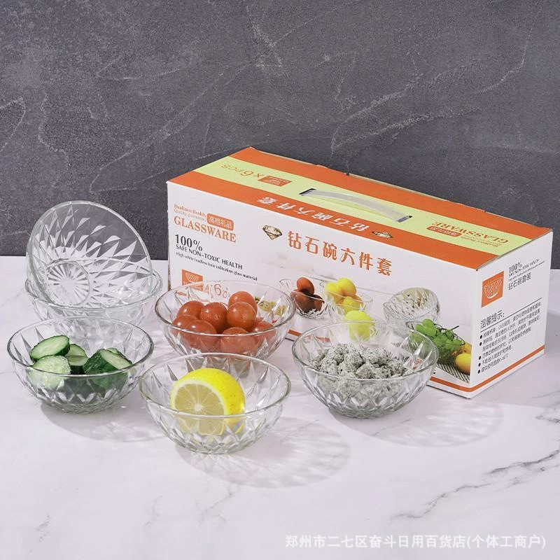 Diamond glass bowl, set, 4 piece set, Birthday gift