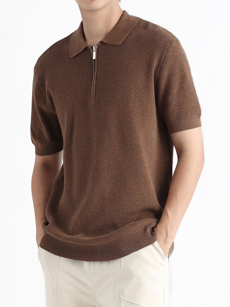 El dinero viejo hombre polo de punto de manga corta hombre de verano lujo ligero de alto nivel con tapa de negocios camiseta casual chaqueta de hombre